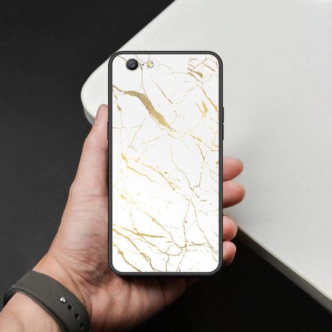 Oppo A39 Cover - White Marble Series 2 - HQ Ultra Shine Premium Infinity Glass Soft Silicon Borders Case