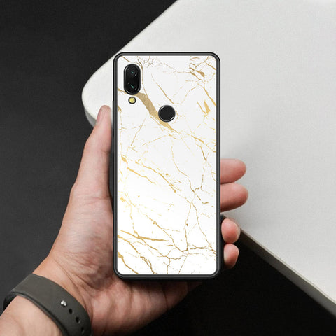 Xiaomi Redmi 7 Cover - White Marble Series 2 - HQ Ultra Shine Premium Infinity Glass Soft Silicon Borders Case