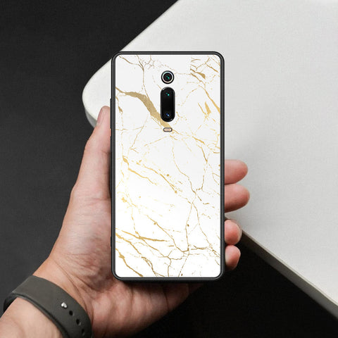 Xiaomi Mi 9T Cover - White Marble Series 2 - HQ Ultra Shine Premium Infinity Glass Soft Silicon Borders Case
