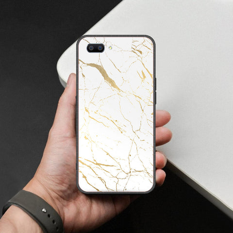 Realme C1 Cover - White Marble Series 2 - HQ Ultra Shine Premium Infinity Glass Soft Silicon Borders Case