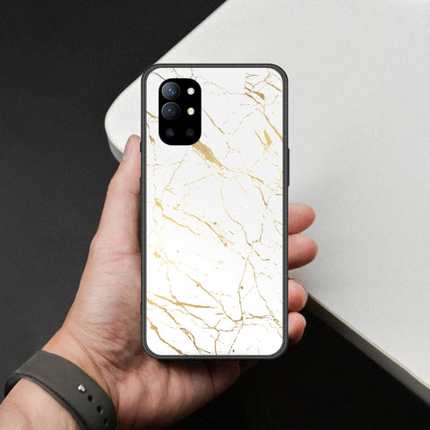 OnePlus 9R Cover - White Marble Series 2 - HQ Ultra Shine Premium Infinity Glass Soft Silicon Borders Case
