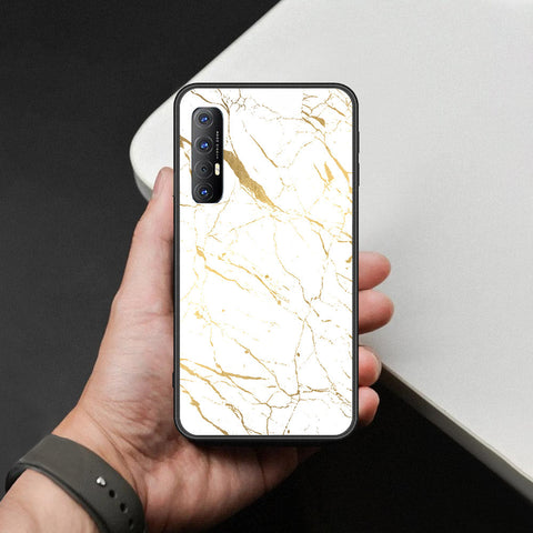 Oppo Reno 3 Pro Cover - White Marble Series 2 - HQ Ultra Shine Premium Infinity Glass Soft Silicon Borders Case