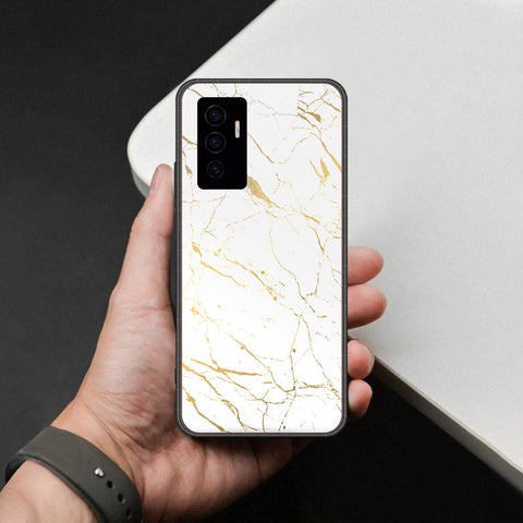 Vivo V23e Cover - White Marble Series 2 - HQ Ultra Shine Premium Infinity Glass Soft Silicon Borders Case