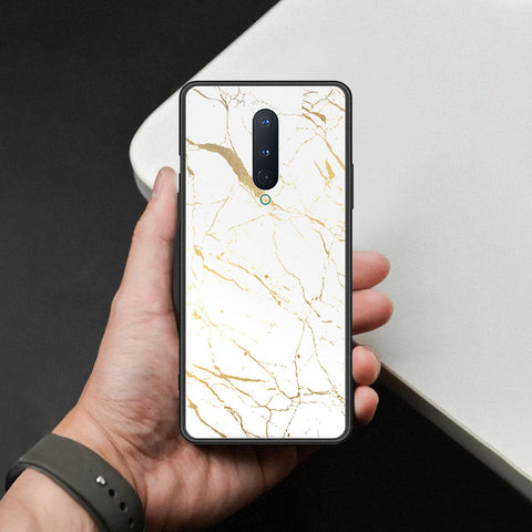 OnePlus 8 Cover - White Marble Series 2 - HQ Ultra Shine Premium Infinity Glass Soft Silicon Borders Case (Fast Delivery)
