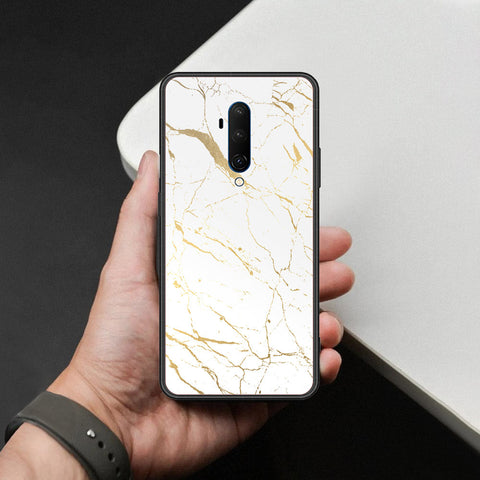 OnePlus 7T Pro Cover - White Marble Series 2 - HQ Ultra Shine Premium Infinity Glass Soft Silicon Borders Case