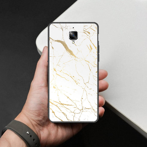 OnePlus 3 Cover - White Marble Series 2 - HQ Ultra Shine Premium Infinity Glass Soft Silicon Borders Case