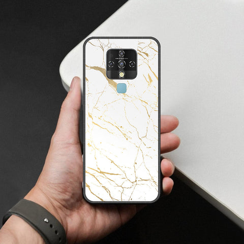 Tecno Camon 16 Cover - White Marble Series 2 - HQ Ultra Shine Premium Infinity Glass Soft Silicon Borders Case
