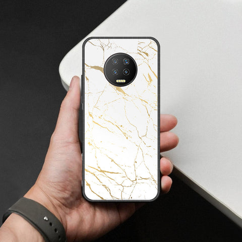 Infinix Note 7 Cover - White Marble Series 2 - HQ Ultra Shine Premium Infinity Glass Soft Silicon Borders Case