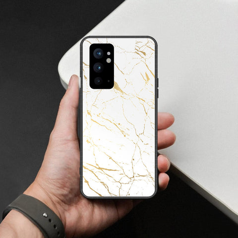 OnePlus 9RT 5G Cover - White Marble Series 2 - HQ Ultra Shine Premium Infinity Glass Soft Silicon Borders Case
