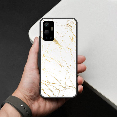 Infinix Hot 12 Cover - White Marble Series 2 - HQ Ultra Shine Premium Infinity Glass Soft Silicon Borders Case