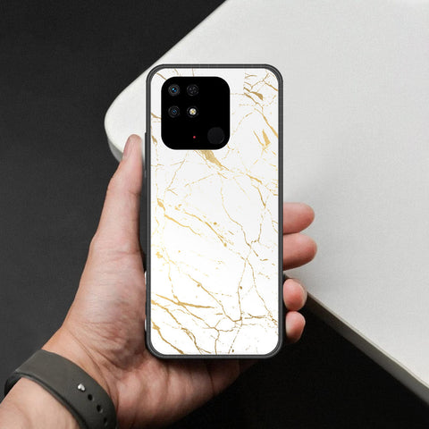 Xiaomi Redmi 10C Cover - White Marble Series 2 - HQ Ultra Shine Premium Infinity Glass Soft Silicon Borders Case