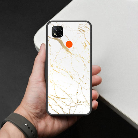 Xiaomi Redmi 9C Cover - White Marble Series 2 - HQ Ultra Shine Premium Infinity Glass Soft Silicon Borders Case