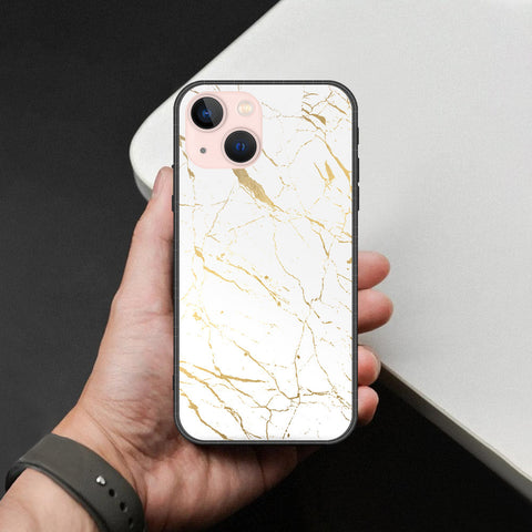iPhone 14 - White Marble Series 2 - HQ Ultra Shine Premium Infinity Glass Soft Silicon Borders Case