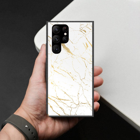 Samsung Galaxy S23 Ultra 5G Cover - White Marble Series 2 - HQ Ultra Shine Premium Infinity Glass Soft Silicon Borders Case