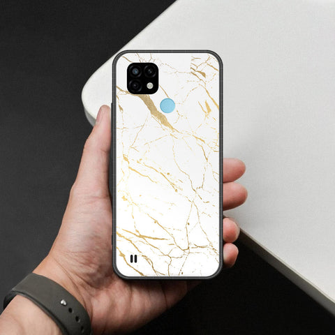 Realme C21 Cover - White Marble Series 2 - HQ Ultra Shine Premium Infinity Glass Soft Silicon Borders Case