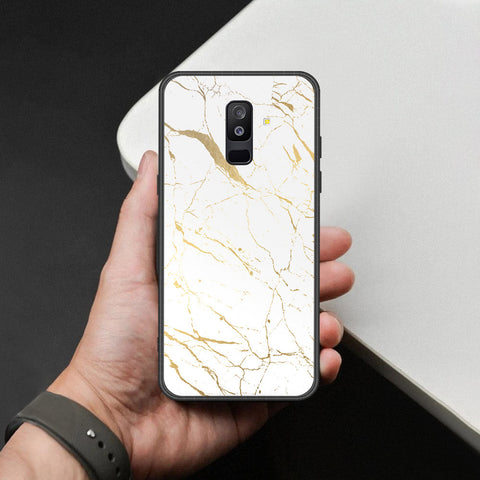 Samsung Galaxy A6 Plus 2018 Cover - White Marble Series 2 - HQ Ultra Shine Premium Infinity Glass Soft Silicon Borders Case