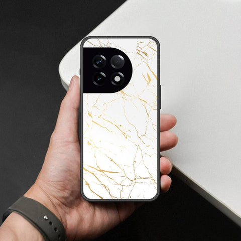 OnePlus 11R Cover - White Marble Series 2 - HQ Ultra Shine Premium Infinity Glass Soft Silicon Borders Case