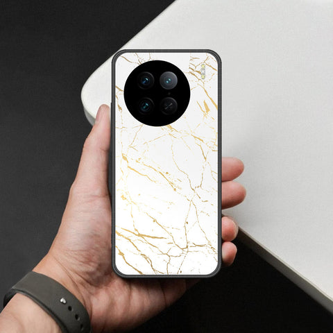Vivo X90 Pro Cover - White Marble Series 2 - HQ Ultra Shine Premium Infinity Glass Soft Silicon Borders Case