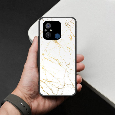 Xiaomi Redmi 12C Cover - White Marble Series 2 - HQ Ultra Shine Premium Infinity Glass Soft Silicon Borders Case
