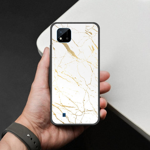 Realme Narzo 50i Cover - White Marble Series 2 - HQ Ultra Shine Premium Infinity Glass Soft Silicon Borders Case