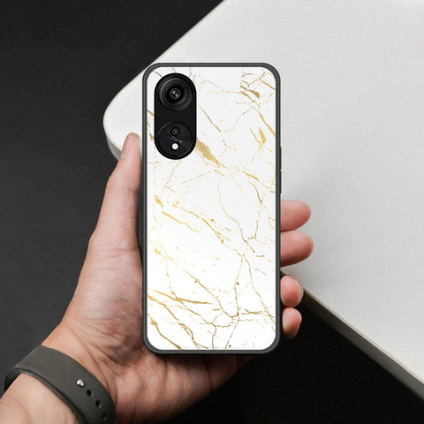 Oppo A1 Pro Cover - White Marble Series 2 - HQ Ultra Shine Premium Infinity Glass Soft Silicon Borders Case