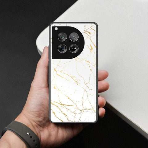 OnePlus 12 Cover - White Marble Series 2 - HQ Ultra Shine Premium Infinity Glass Soft Silicon Borders Case