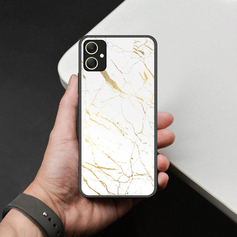 Samsung Galaxy A05 Cover - White Marble Series 2 - HQ Ultra Shine Premium Infinity Glass Soft Silicon Borders Case