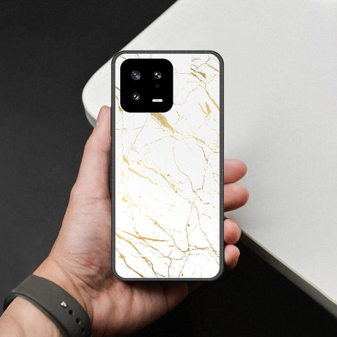 Xiaomi 13 Cover - White Marble Series 2 - HQ Ultra Shine Premium Infinity Glass Soft Silicon Borders Case