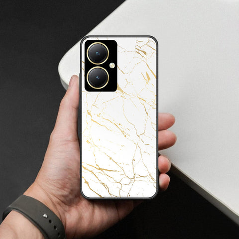 Vivo Y35 Plus Cover - White Marble Series 2 - HQ Ultra Shine Premium Infinity Glass Soft Silicon Borders Case
