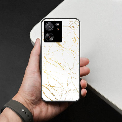 Xiaomi 13T Pro Cover - White Marble Series 2 - HQ Ultra Shine Premium Infinity Glass Soft Silicon Borders Case