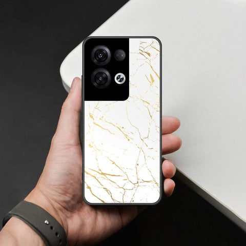 Oppo Reno 8 Pro  Cover - White Marble Series 2 - HQ Ultra Shine Premium Infinity Glass Soft Silicon Borders Case