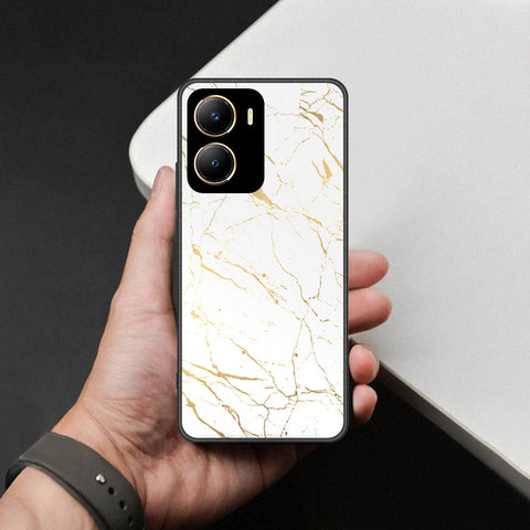Vivo Y35 5G Cover - White Marble Series 2 - HQ Ultra Shine Premium Infinity Glass Soft Silicon Borders Case