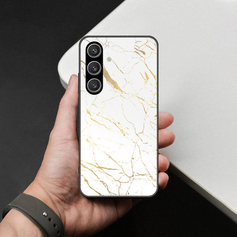 Samsung Galaxy S25 FE Cover - White Marble Series 2 - HQ Ultra Shine Premium Infinity Glass Soft Silicon Borders Case