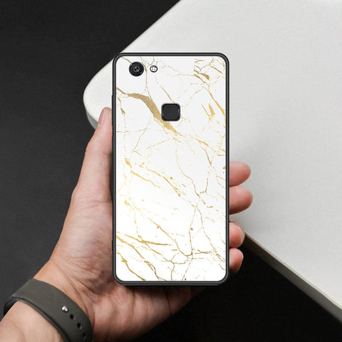 Vivo Y75 Cover - White Marble Series 2 - HQ Ultra Shine Premium Infinity Glass Soft Silicon Borders Case