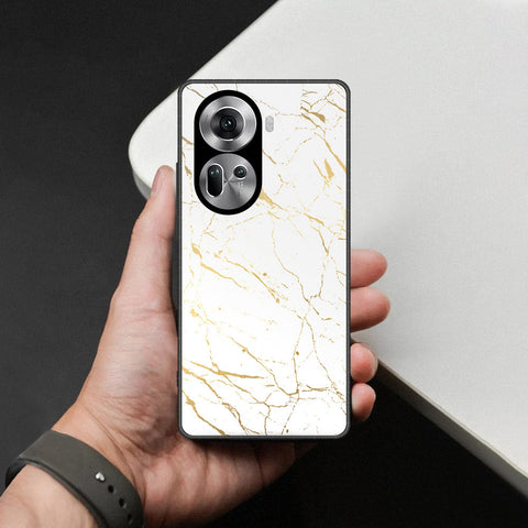Oppo Reno 11 5G Cover - White Marble Series 2 - HQ Ultra Shine Premium Infinity Glass Soft Silicon Borders Case