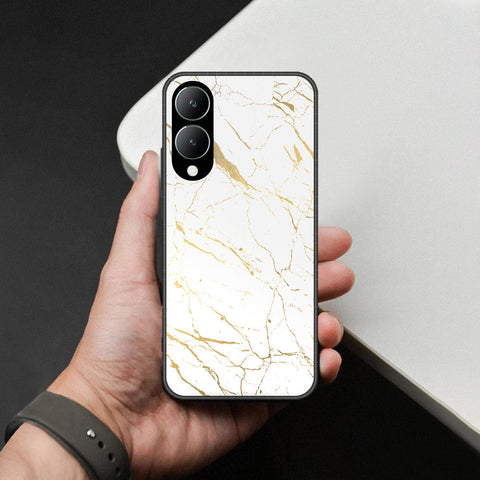 Vivo Y17s Cover - White Marble Series 2 - HQ Ultra Shine Premium Infinity Glass Soft Silicon Borders Case