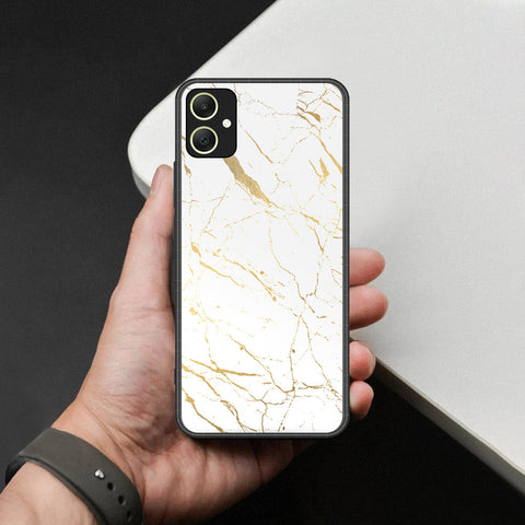 Samsung Galaxy A06 Cover - White Marble Series 2 - HQ Ultra Shine Premium Infinity Glass Soft Silicon Borders Case