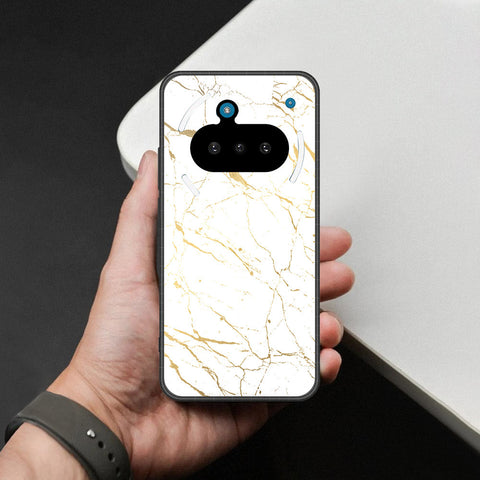 Nothing Phone 3a Cover - White Marble Series 2 - HQ Ultra Shine Premium Infinity Glass Soft Silicon Borders Case
