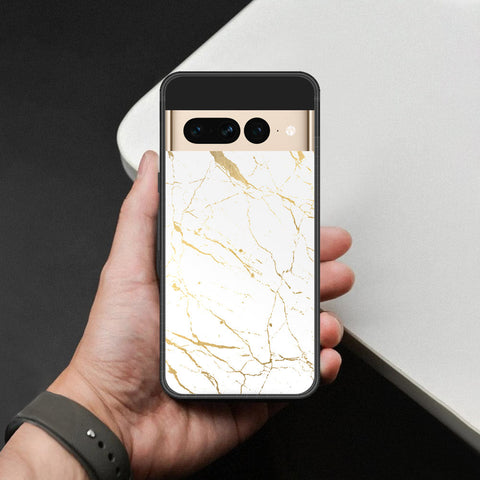 Google Pixel 7 Pro Cover - White Marble Series 2 - HQ Ultra Shine Premium Infinity Glass Soft Silicon Borders Case