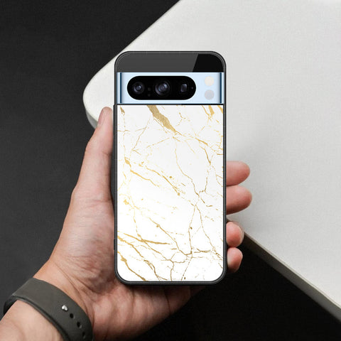 Google Pixel 8 Pro Cover - White Marble Series 2 - HQ Ultra Shine Premium Infinity Glass Soft Silicon Borders Case
