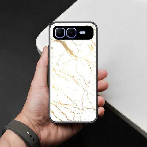 Infinix Smart 10 Plus Cover - White Marble Series 2 - HQ Ultra Shine Premium Infinity Glass Soft Silicon Borders Case