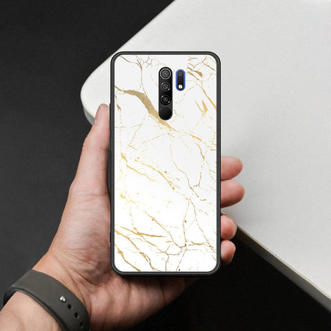 Xiaomi Redmi 9 Cover - White Marble Series 2 - HQ Ultra Shine Premium Infinity Glass Soft Silicon Borders Case