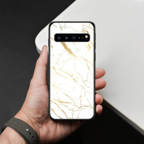 Samsung Galaxy S10 5G Cover - White Marble Series 2 - HQ Ultra Shine Premium Infinity Glass Soft Silicon Borders Case