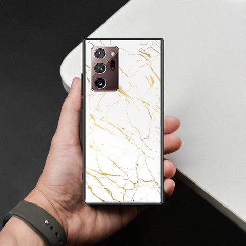 Samsung Galaxy Note 20 Ultra Cover - White Marble Series 2 - HQ Ultra Shine Premium Infinity Glass Soft Silicon Borders Case