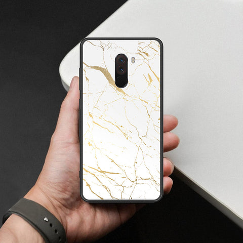 Xiaomi Pocophone F1 Cover - White Marble Series 2 - HQ Ultra Shine Premium Infinity Glass Soft Silicon Borders Case