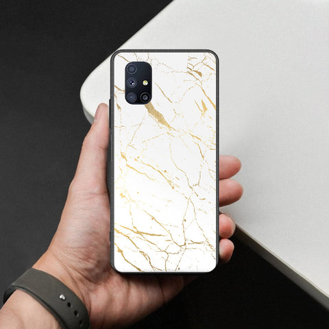Samsung Galaxy M51 Cover - White Marble Series 2 - HQ Ultra Shine Premium Infinity Glass Soft Silicon Borders Case