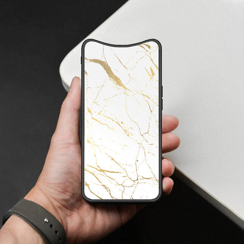 Oppo Find X Cover - White Marble Series 2 - HQ Ultra Shine Premium Infinity Glass Soft Silicon Borders Case