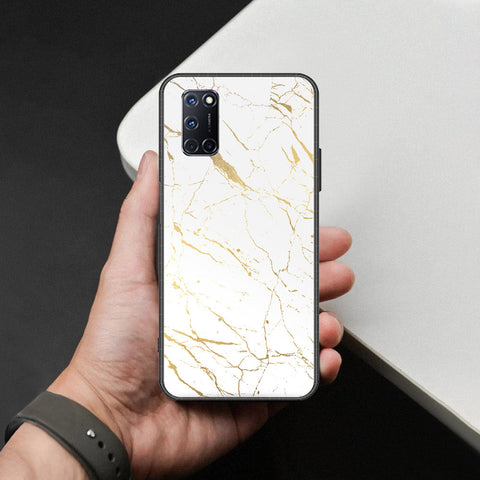 Oppo A92 Cover - White Marble Series 2 - HQ Ultra Shine Premium Infinity Glass Soft Silicon Borders Case