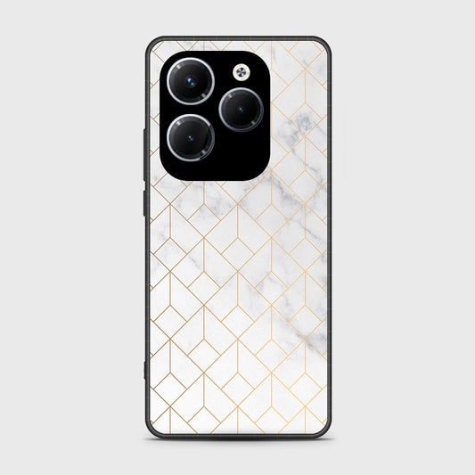 Infinix Hot 40 Cover- White Marble Series 2 - HQ Ultra Shine Premium Infinity Glass Soft Silicon Borders Case (Fast Delivery)