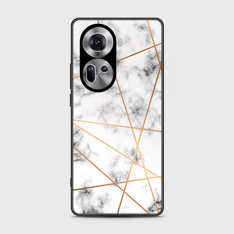 Oppo Reno 11 5G Cover- White Marble Series 2 - HQ Ultra Shine Premium Infinity Glass Soft Silicon Borders Case